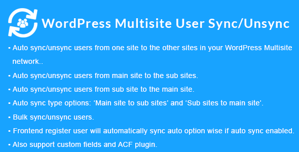 WordPress Multisite User SyncUnsync nulled plugin