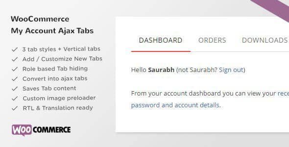 SS WooCommerce Myaccount Ajax Tabs nulled plugin