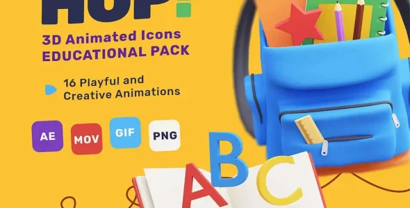 wpnulled.pro-3d-icon-pack-Education-Animated